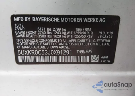 2018 BMW X5 xDrive35I from USA, damaged, VIN 5UXKR0C53J0X91291
